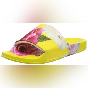 Ted Baker London Yellow Floral Slide Sandals